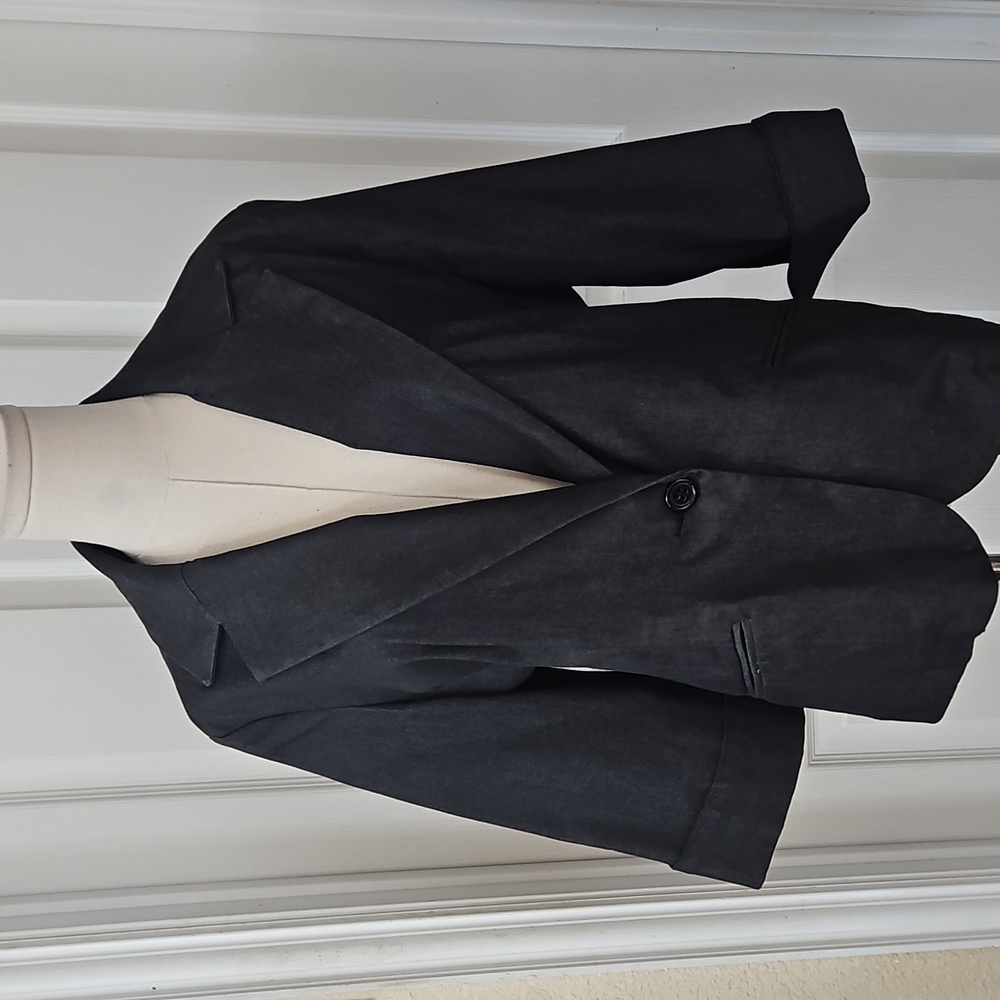 Covington Dark Wash Chambray Quarter Sleeve Blazer Size Large